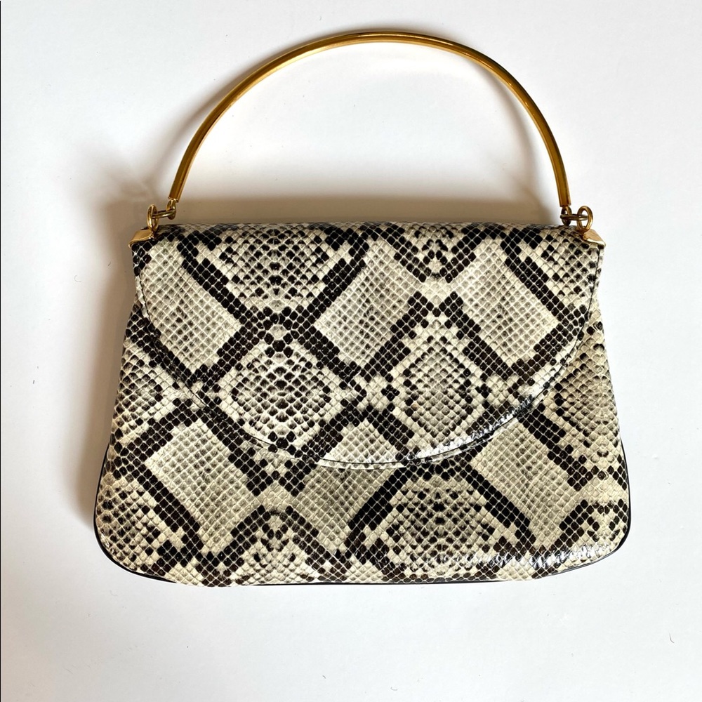 Vintage 1980’s Snake Skin Clutch with gold handle